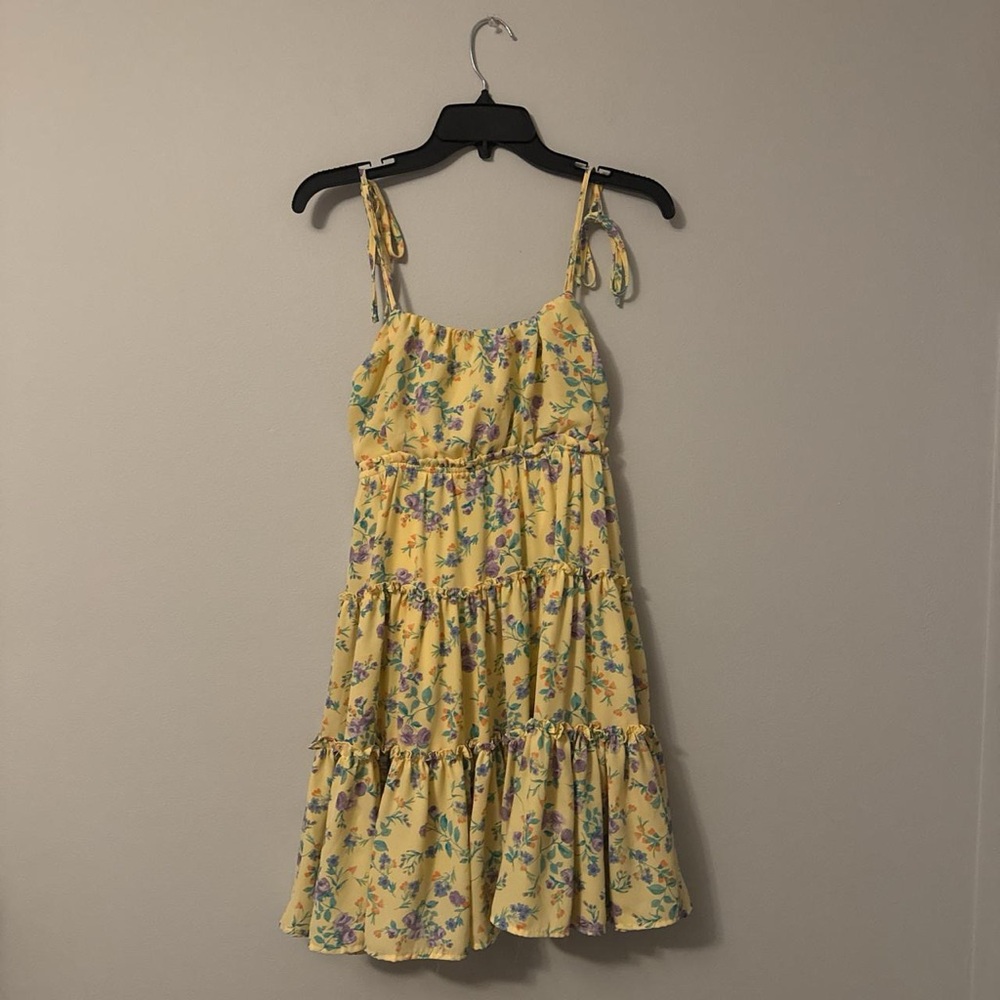Altar'd State Yellow Ruffled Tiered Sundress